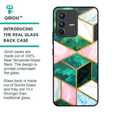 Seamless Green Marble Glass Case for Vivo V23 5G