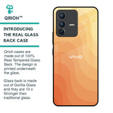 Orange Curve Pattern Glass Case for Vivo V23 5G