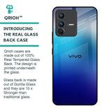 Blue Rhombus Pattern Glass Case for Vivo V23 5G