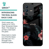 Tropical Art Flower Glass Case for Vivo V23 5G