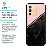 Marble Texture Pink Glass Case For Vivo V23 5G