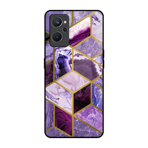 Purple Rhombus Marble Realme 9i Glass Back Cover Online