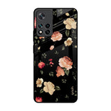 Black Spring Floral Mi 11i Glass Back Cover Online