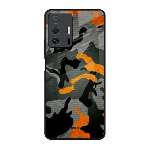 Camouflage Orange Mi 11T Pro 5G Glass Back Cover Online