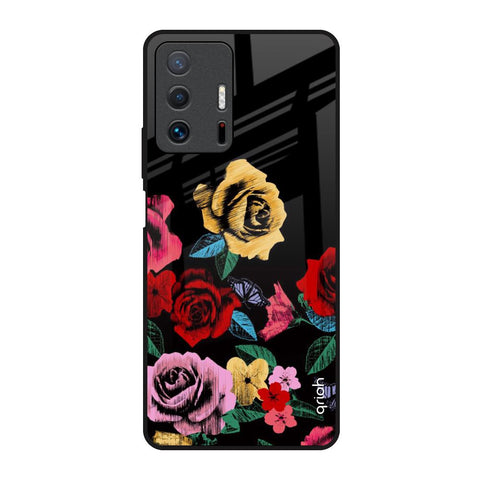 Floral Decorative Mi 11T Pro 5G Glass Back Cover Online