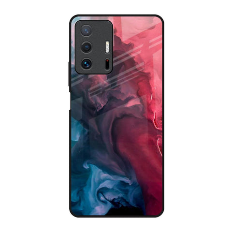 Blue & Red Smoke Mi 11T Pro 5G Glass Back Cover Online