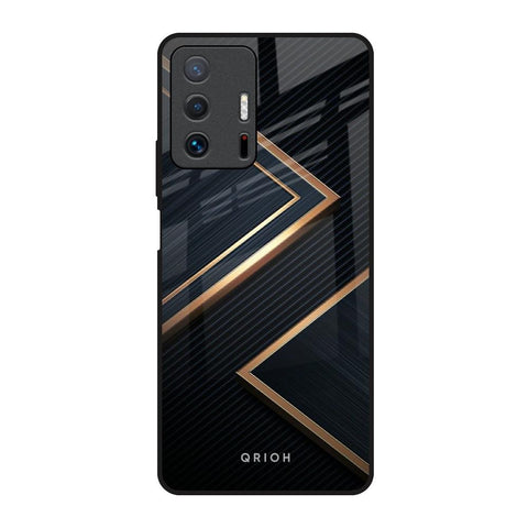 Sleek Golden & Navy Mi 11T Pro 5G Glass Back Cover Online