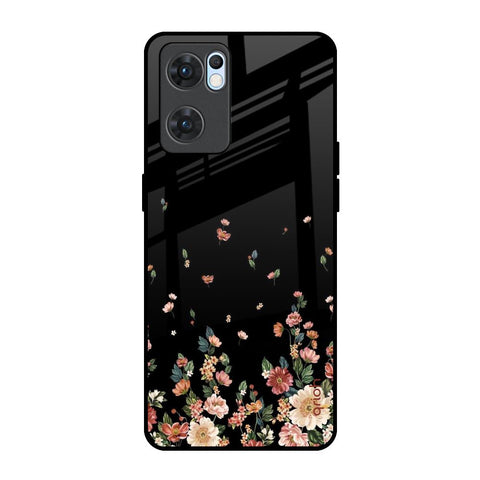 Floating Floral Print Oppo Reno7 5G Glass Back Cover Online