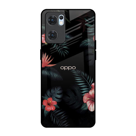 Tropical Art Flower Oppo Reno7 5G Glass Back Cover Online
