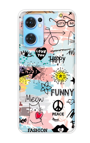 Happy Doodle Oppo Reno7 5G Back Cover