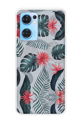 Retro Floral Leaf Oppo Reno7 5G Back Cover