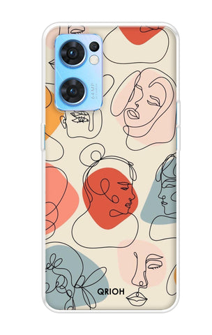 Abstract Faces Oppo Reno7 5G Back Cover