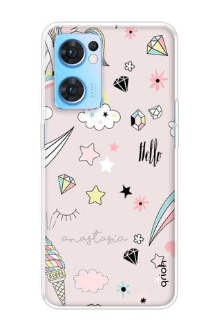 Unicorn Doodle Oppo Reno7 5G Back Cover