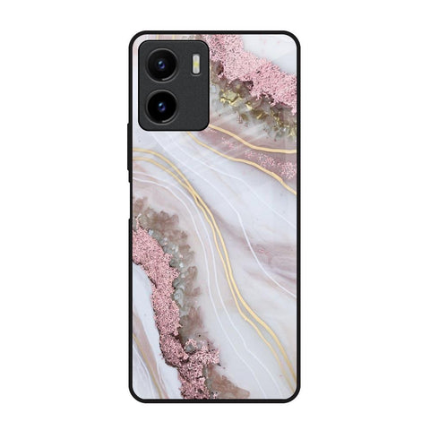 Pink & Gold Gllitter Marble Vivo Y15s Glass Back Cover Online