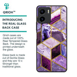 Purple Rhombus Marble Glass Case for Vivo Y15s