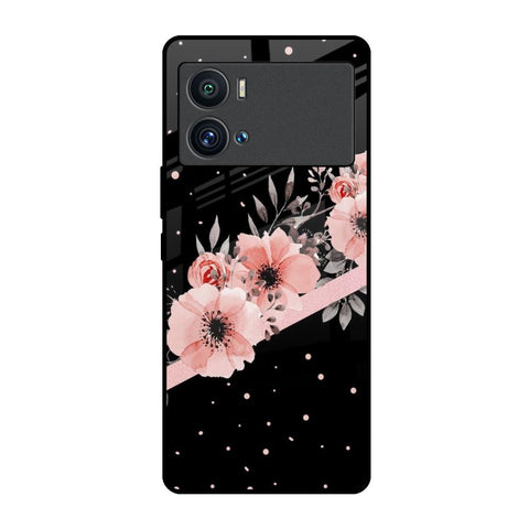 Floral Black Band iQOO 9 Pro Glass Back Cover Online