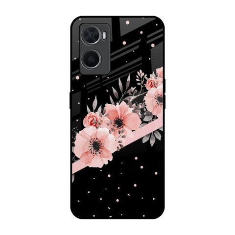Floral Black Band Oppo A96 Glass Back Cover Online