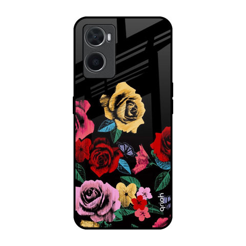 Floral Decorative Oppo A96 Glass Back Cover Online