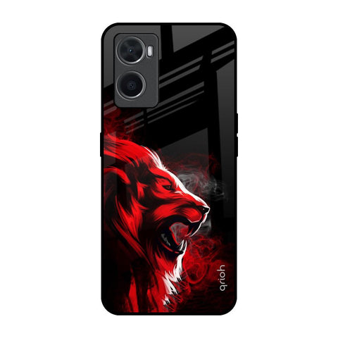 Red Angry Lion Oppo A96 Glass Back Cover Online