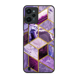 Purple Rhombus Marble Realme C31 Glass Back Cover Online