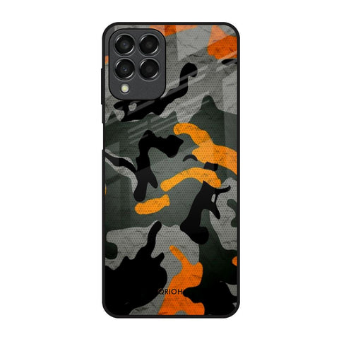 Camouflage Orange Samsung Galaxy M33 5G Glass Back Cover Online