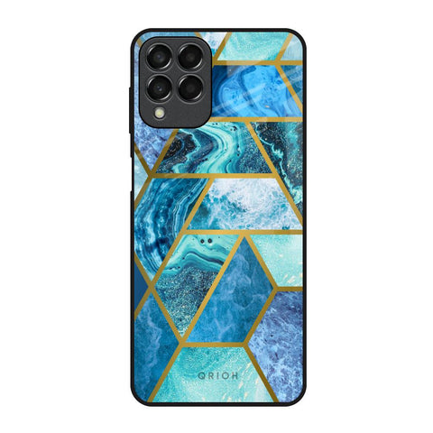 Turquoise Geometrical Marble Samsung Galaxy M33 5G Glass Back Cover Online
