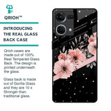 Floral Black Band Glass Case For OPPO F21 Pro