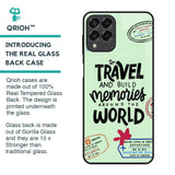 Travel Stamps Glass Case for Samsung Galaxy M53 5G