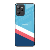 Pink & White Stripes Realme C35 Glass Back Cover Online
