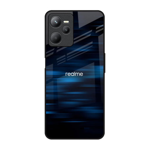 Blue Rough Abstract Realme C35 Glass Back Cover Online
