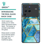 Turquoise Geometrical Marble Glass Case for Vivo X80 Pro 5G