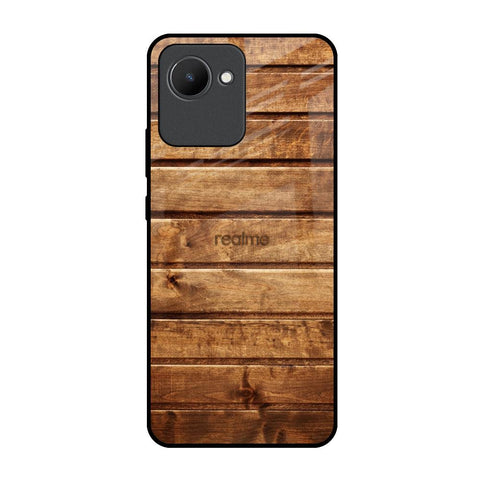 Wooden Planks Realme C30 Glass Back Cover Online