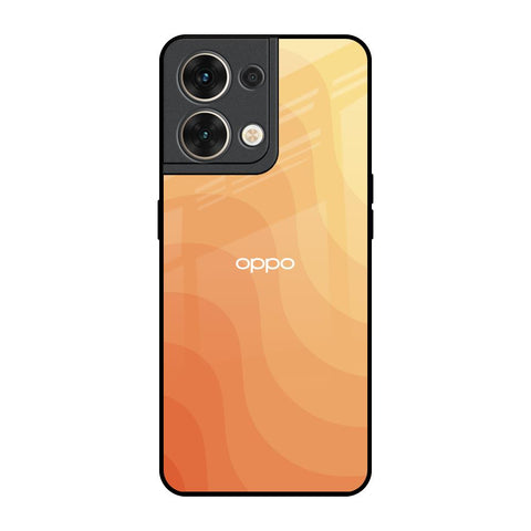 Orange Curve Pattern Oppo Reno8 5G Glass Back Cover Online