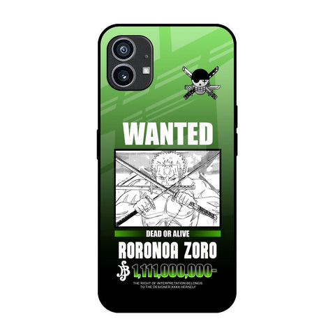 Zoro Wanted Nothing Phone 1 Glass Back Cover Online