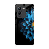 Half Blue Flower Vivo V25 Pro Glass Back Cover Online