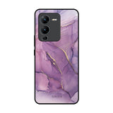 Purple Gold Marble Vivo V25 Pro Glass Back Cover Online