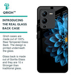 Half Blue Flower Glass Case for Vivo V25 Pro