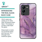 Purple Gold Marble Glass Case for Vivo V25 Pro