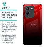 Maroon Faded Glass Case for Vivo V25 Pro