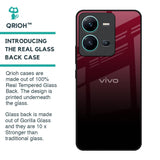 Wine Red Glass Case For Vivo V25