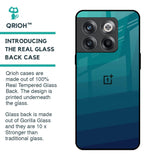 Green Triangle Pattern Glass Case for OnePlus 10T 5G
