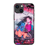 Radha Krishna Art iPhone 14 Plus Glass Back Cover Online