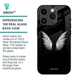 White Angel Wings Glass Case for iPhone 14 Pro