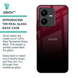 Wine Red Glass Case For Vivo Y22