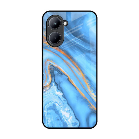 Vibrant Blue Marble Realme C33 Glass Back Cover Online