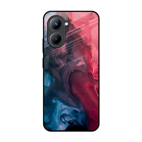 Blue & Red Smoke Realme C33 Glass Back Cover Online
