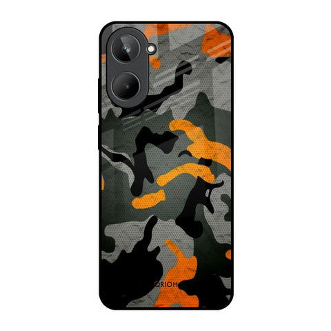 Camouflage Orange Realme 10 Glass Back Cover Online