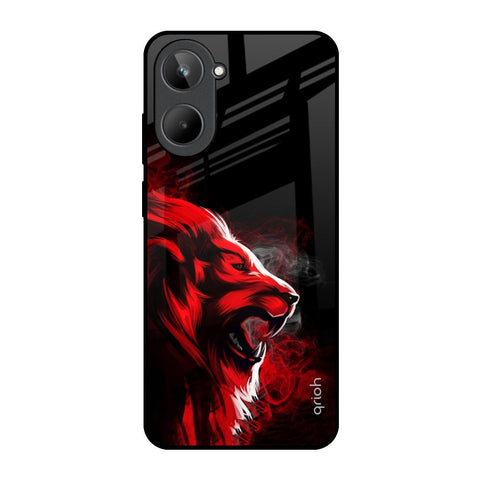 Red Angry Lion Realme 10 Glass Back Cover Online