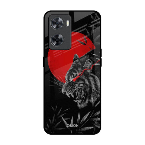 Red Moon Tiger OPPO A77s Glass Back Cover Online