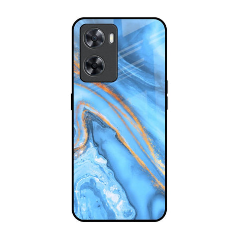 Vibrant Blue Marble OPPO A77s Glass Back Cover Online